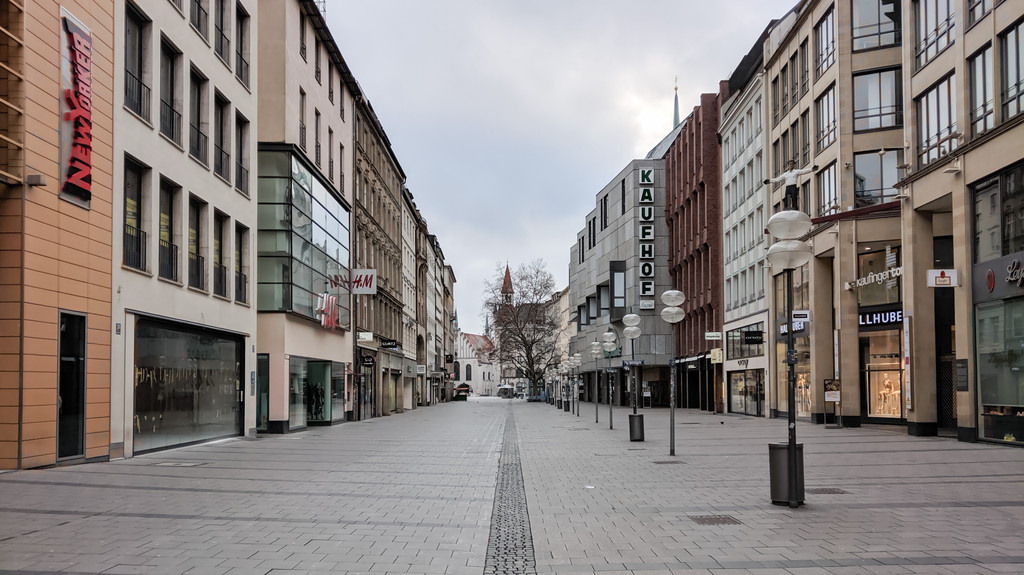 Münchner Fußgängerzone beim Lockdown im Frühjahr
