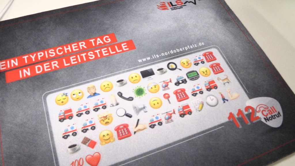 Tagesablauf in der Leitstelle der ILS Oberpfalz-Nord mit Emojis dargestellt.