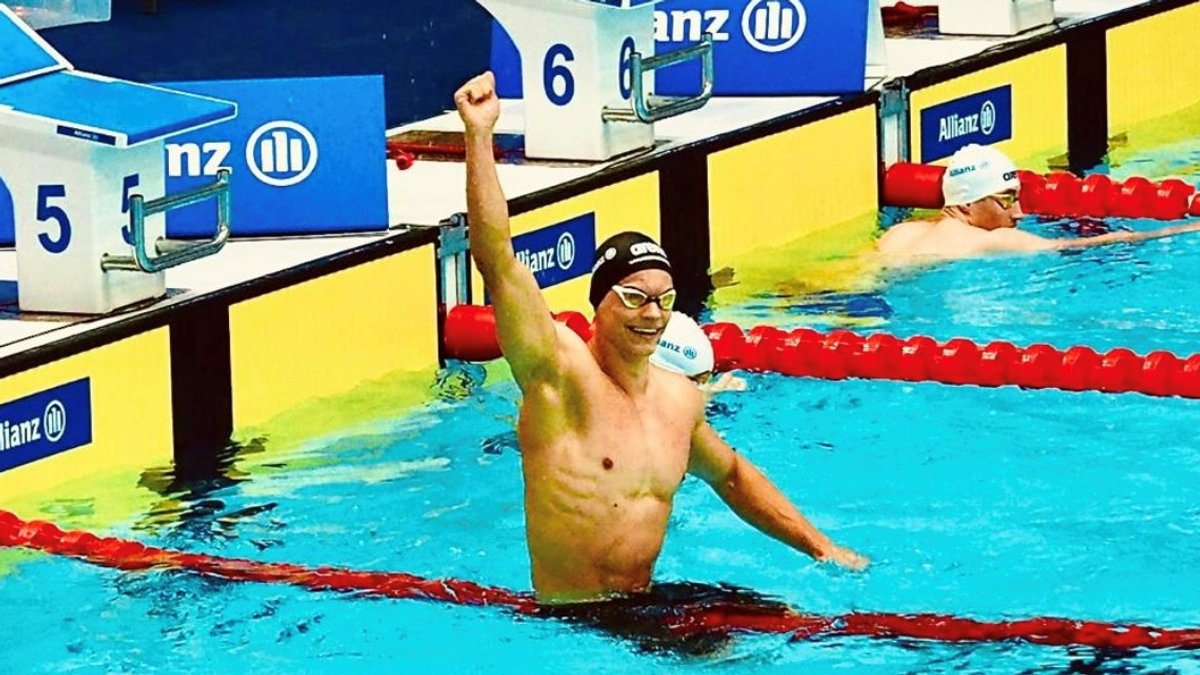 Taliso Engel bei seinem Sieg über 100 Meter Brust bei der Para-Schwimm-WM in Manchester.