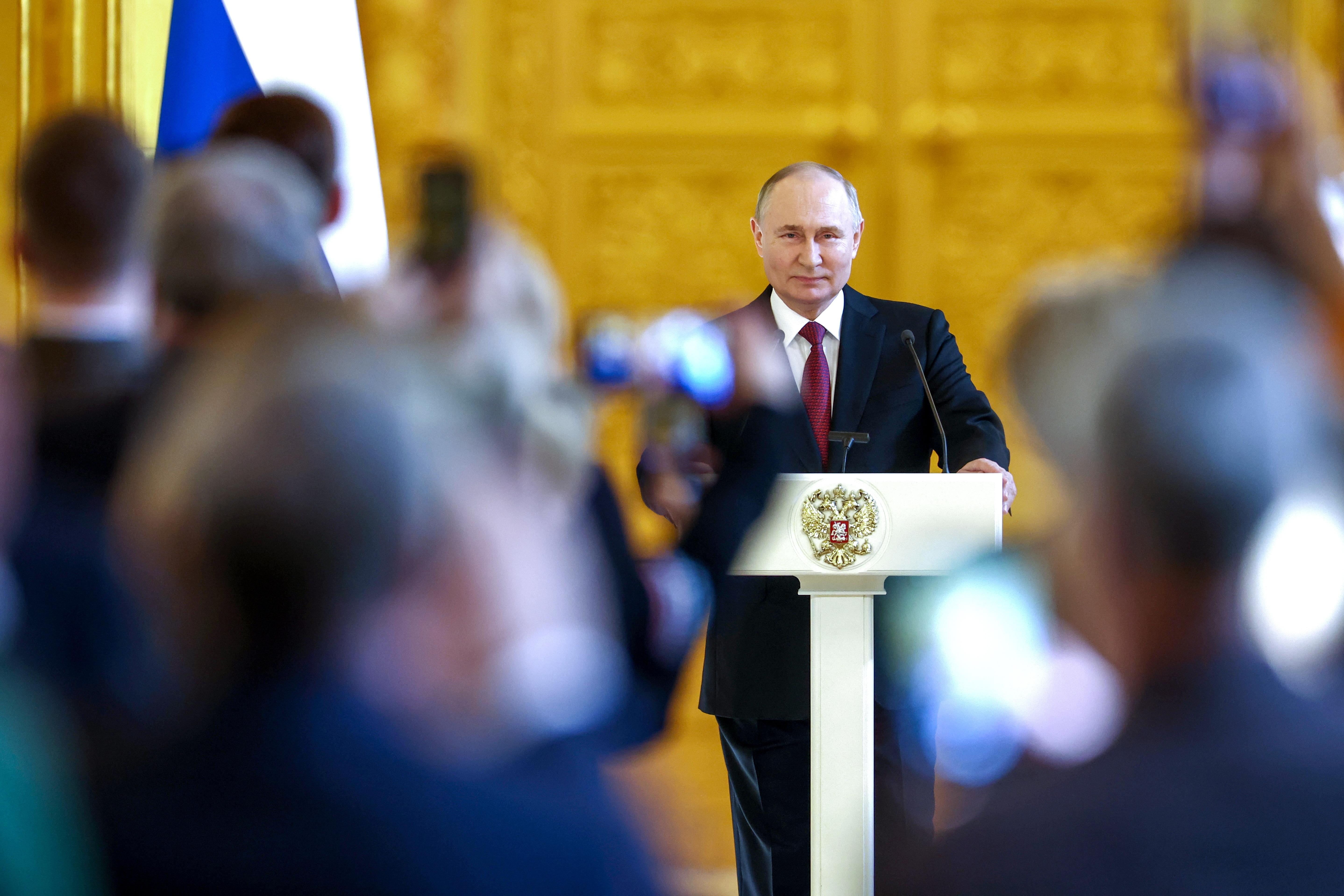 Der russische Präsident am Rednerpult