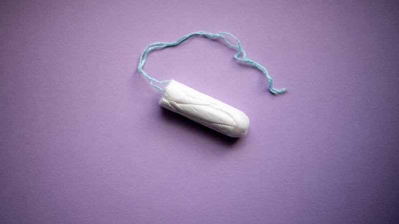 Ein Tampon mit Band vor lila Hintergrund | Bild: picture alliance / dpa-tmn | Zacharie Scheurer Ein Tampon mit Band vor lila Hintergrund