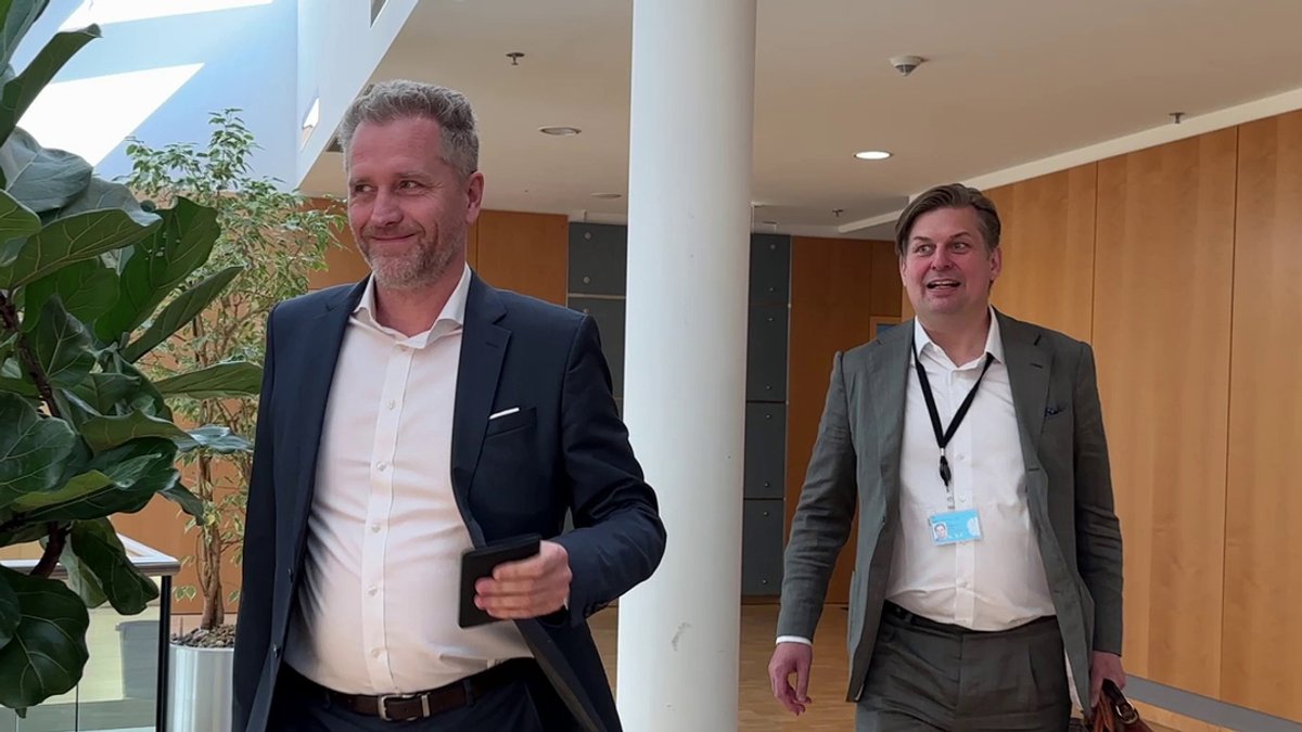 Maximilian Krah (r) und Petr Bystron kommen zu Beratungen mit den neugewählten Europa-Abgeordneten der Afd nach der Europawahl.