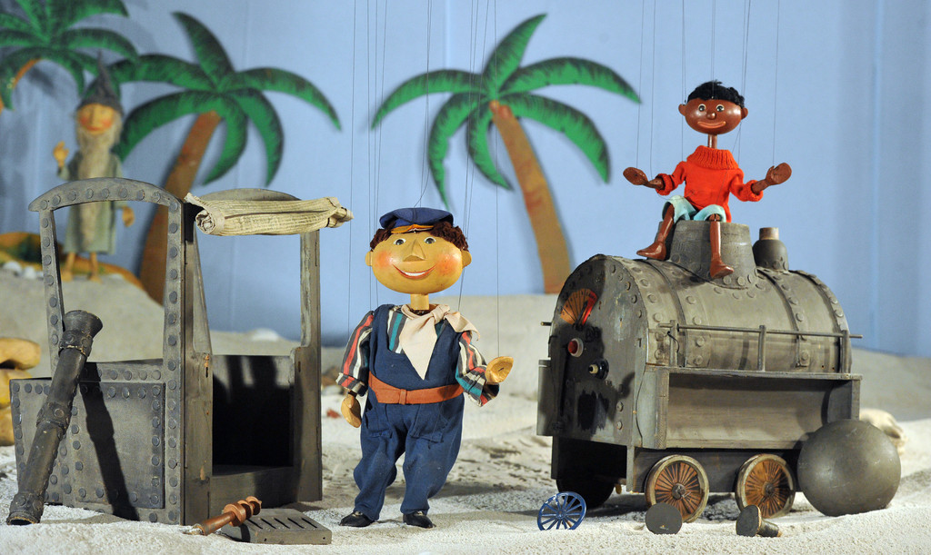 Die Augsburger Puppenkiste, hier mit Jim Knopf und Lukas, dem Lokomotivführer
