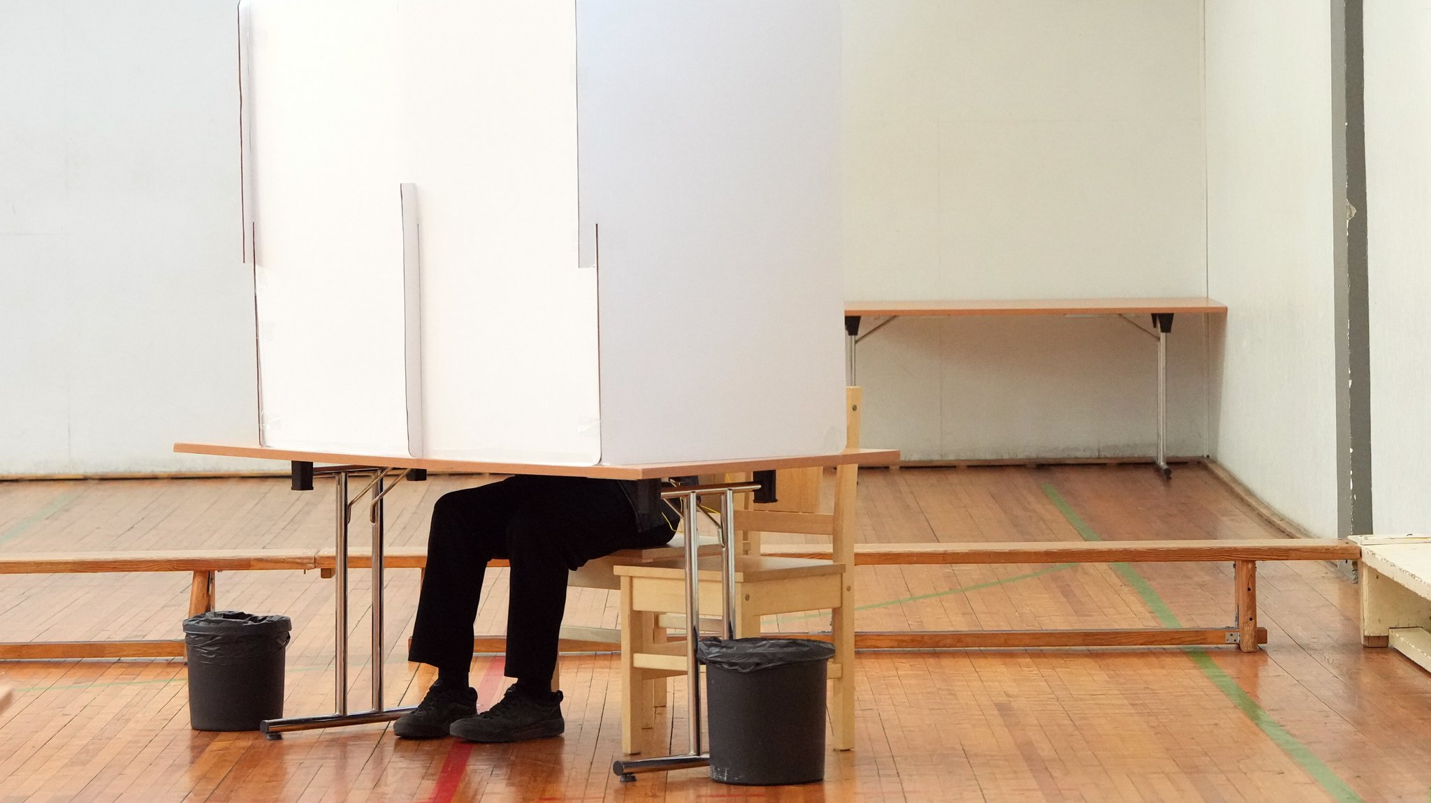 Wählerin oder Wähler in einer Wahlkabine in Lettland | Bild: picture alliance / ZUMAPRESS.com | Edijs Palens Wählerin oder Wähler in einer Wahlkabine in Lettland
