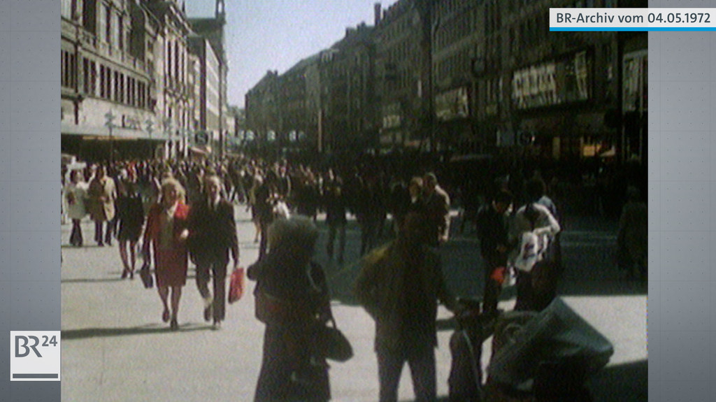 Fußgängerzone in der Münchner Innenstadt 1972