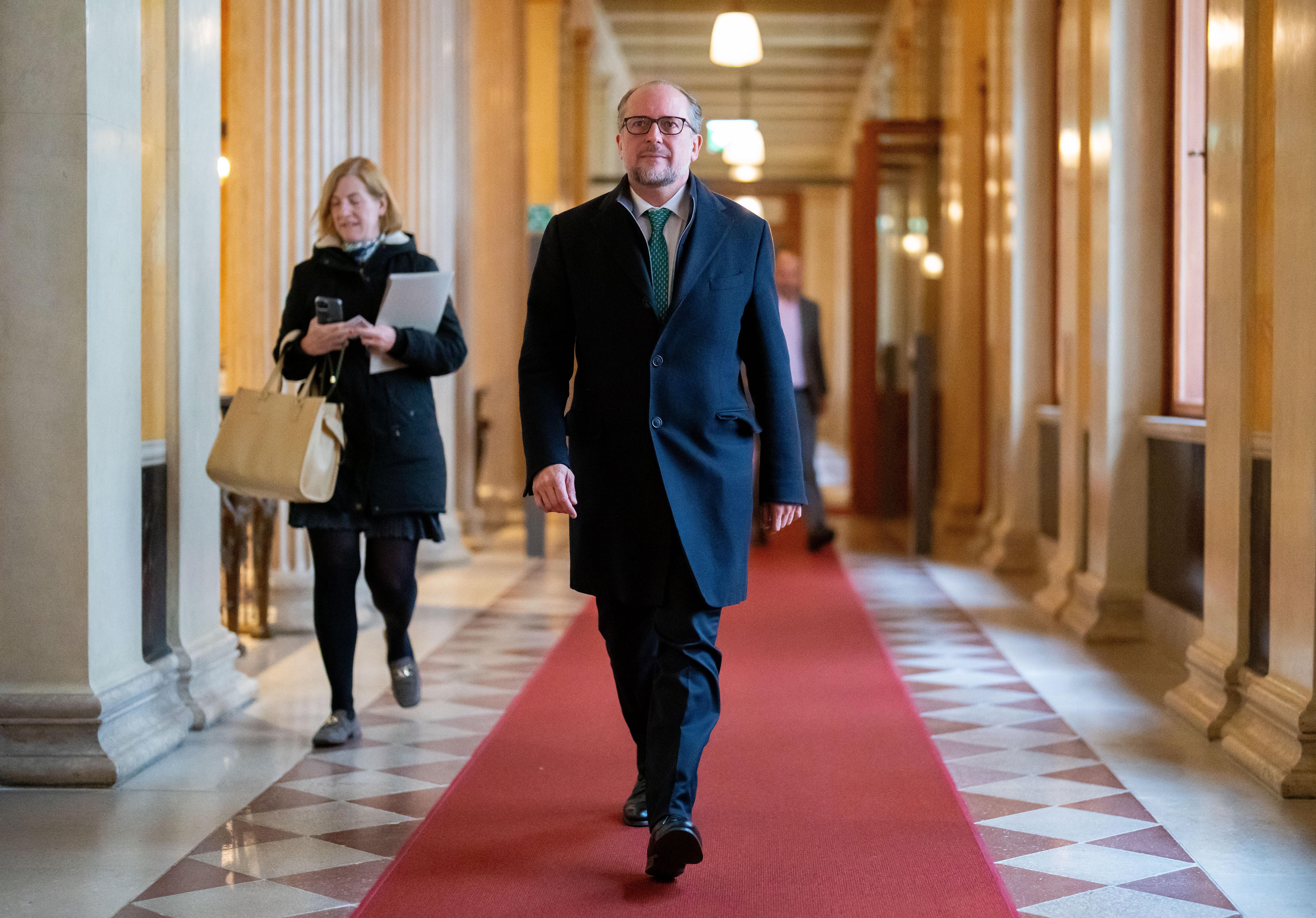 Außenminister Alexander Schallenberg am Mittwoch, 23. Oktober 2024, anl. einer ÖVP-Klubsitzung im Parlament in Wien.