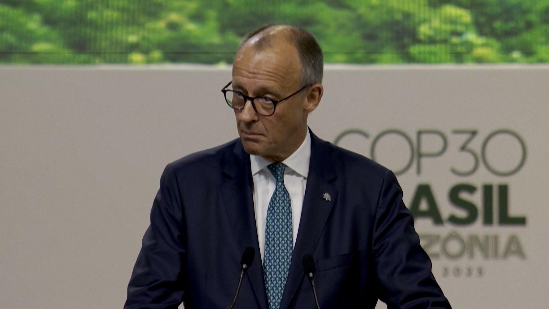 Bundeskanzler Friedrich Merz (CDU) beim Auftakt der 30. Weltklimakonferenz in Belém in Brasilien.