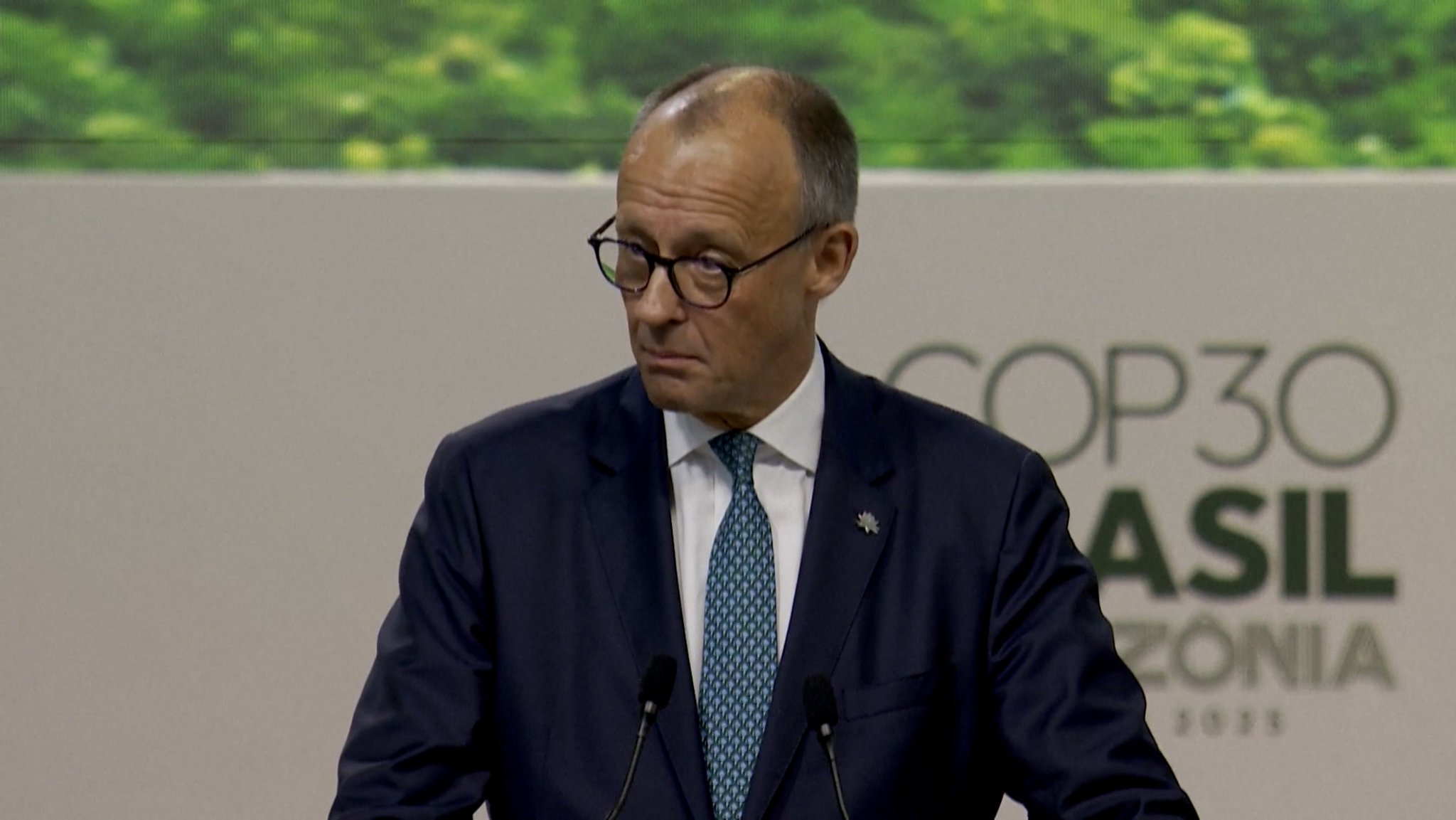 Bundeskanzler Friedrich Merz (CDU) beim Auftakt der 30. Weltklimakonferenz in Belém in Brasilien.