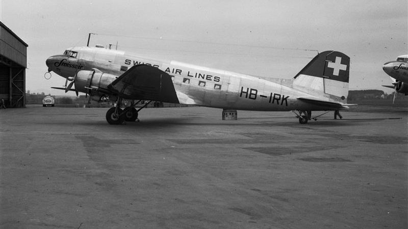 Die Maschine der Swissair, die 1957 über dem Bodensee abgestürzt war. | Bild: ETH Bibliothek Zürich Die Maschine der Swissair, die 1957 über dem Bodensee abgestürzt war.