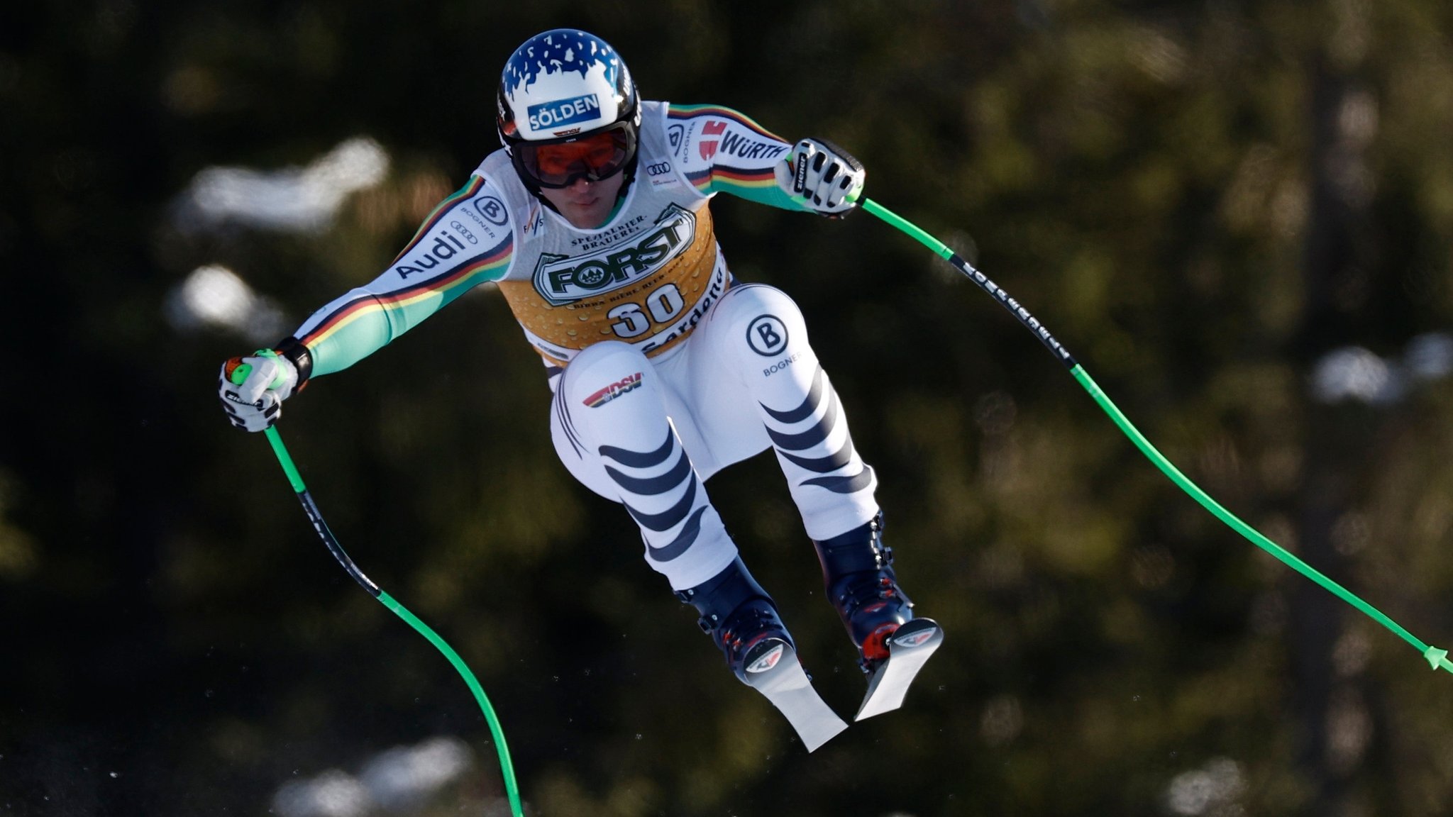 16.12.2023, Italien, Gröden: Ski alpin: Weltcup, Abfahrt, Herren. Thomas Dreßen aus Deutschland in Aktion. 