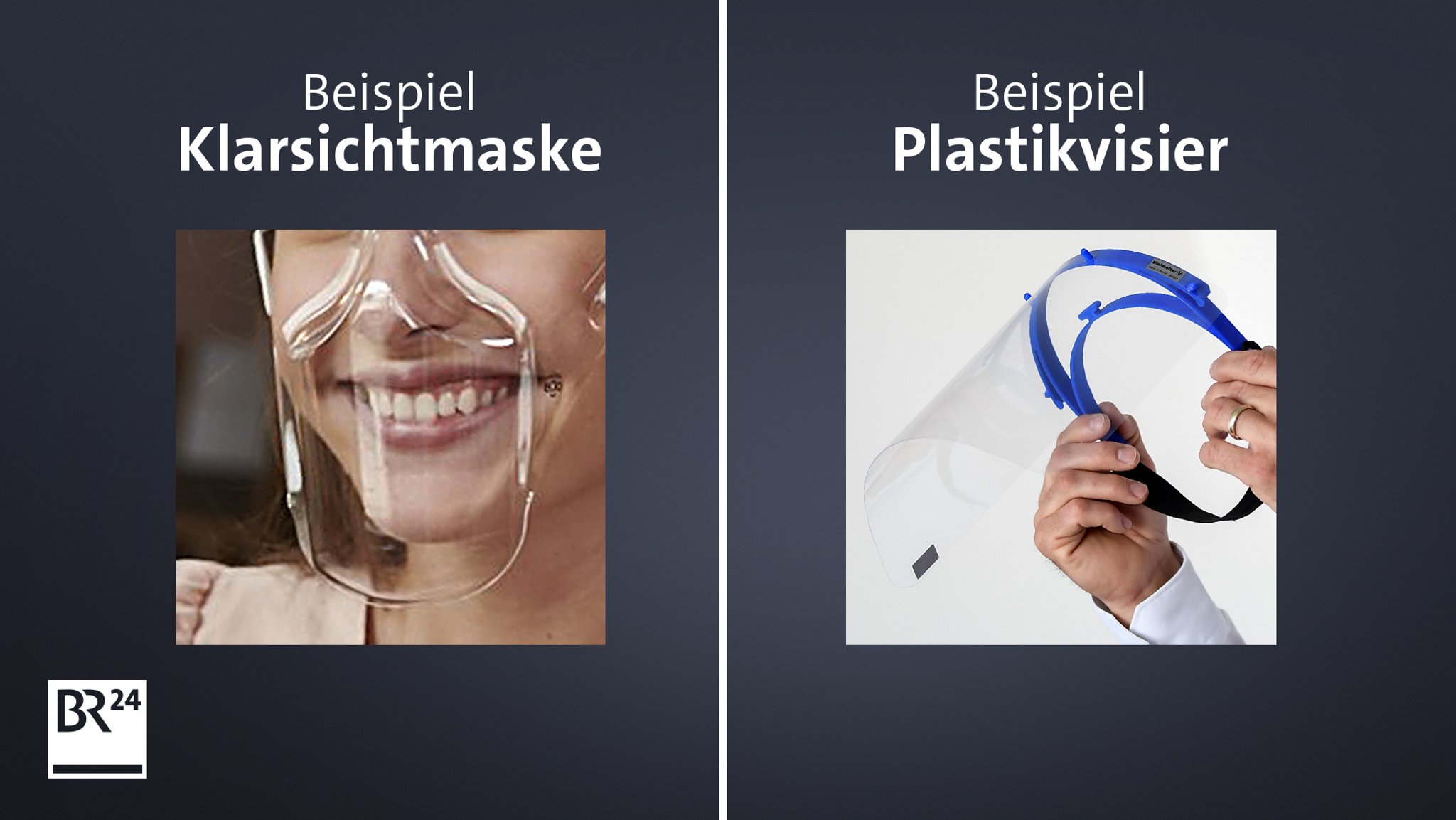 Eine Klarsichtmaske und ein Plastikvisier