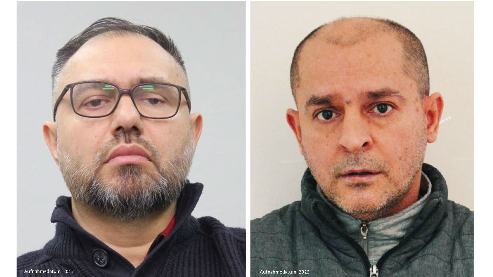 Zwei Männer im Alter von 55 und 58 Jahren, die von der Polizei gesucht werden.
