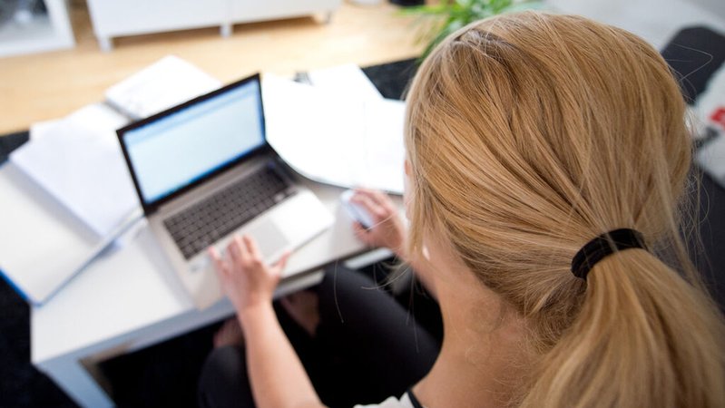 Eine Frau arbeitet vor einem Notebook. (Archivbild) | Bild: dpa-Bildfunk/Daniel Naupold Eine Frau arbeitet vor einem Notebook. (Archivbild)