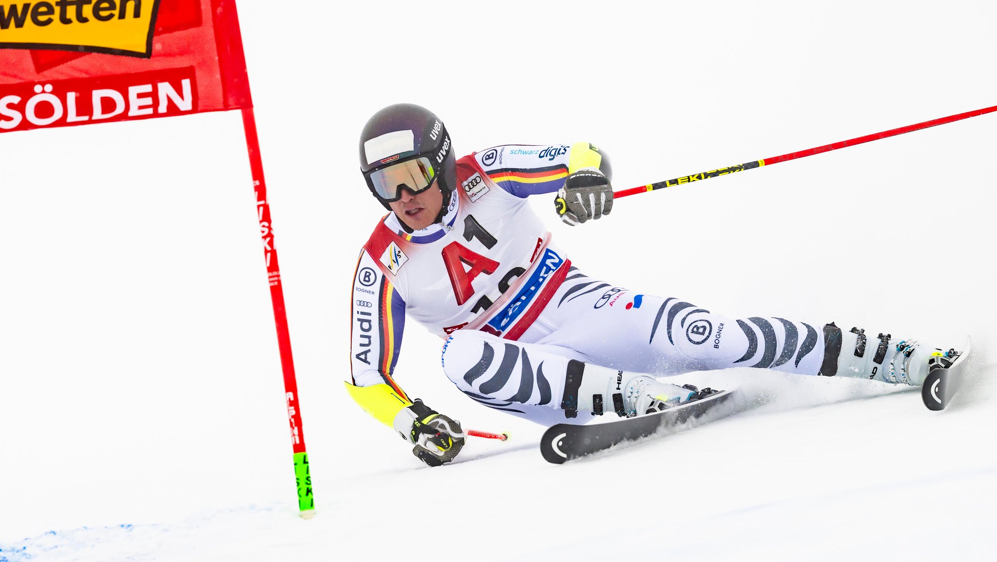 26.10.2025, Österreich, Sölden: Ski alpin: Weltcup, Riesenslalom, Männer, 1. Lauf. Anton Grammel aus Deutschland in Aktion. 