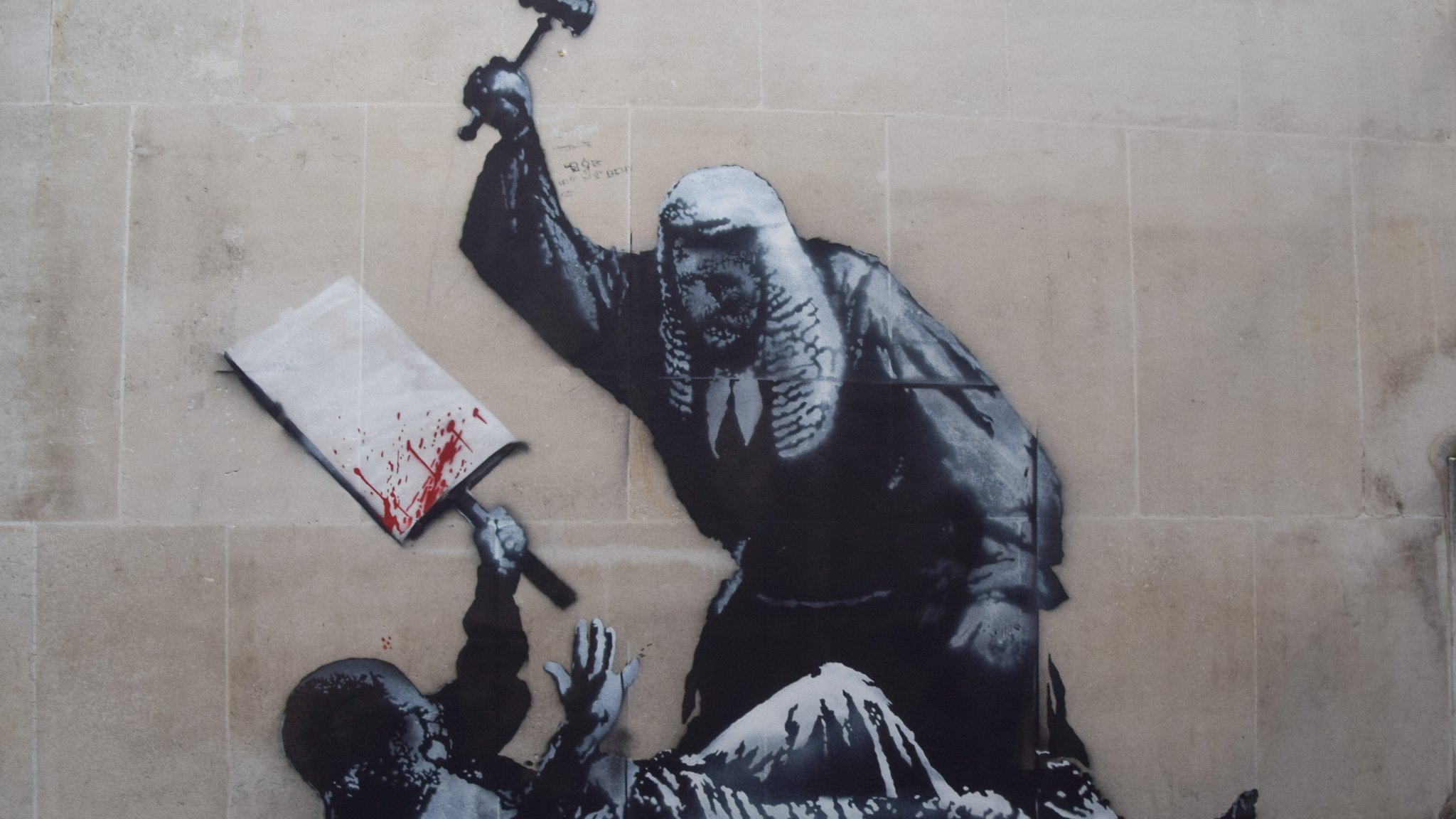 So sah das Wandgemälde des britischen Künstlers Banksy ursprünglich aus.