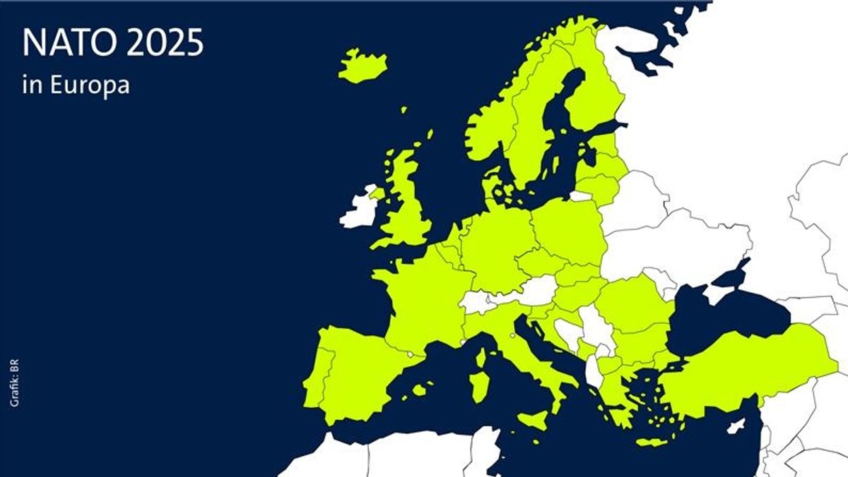 Europakarte, der europäische Teil des NATO-Gebiets heute.