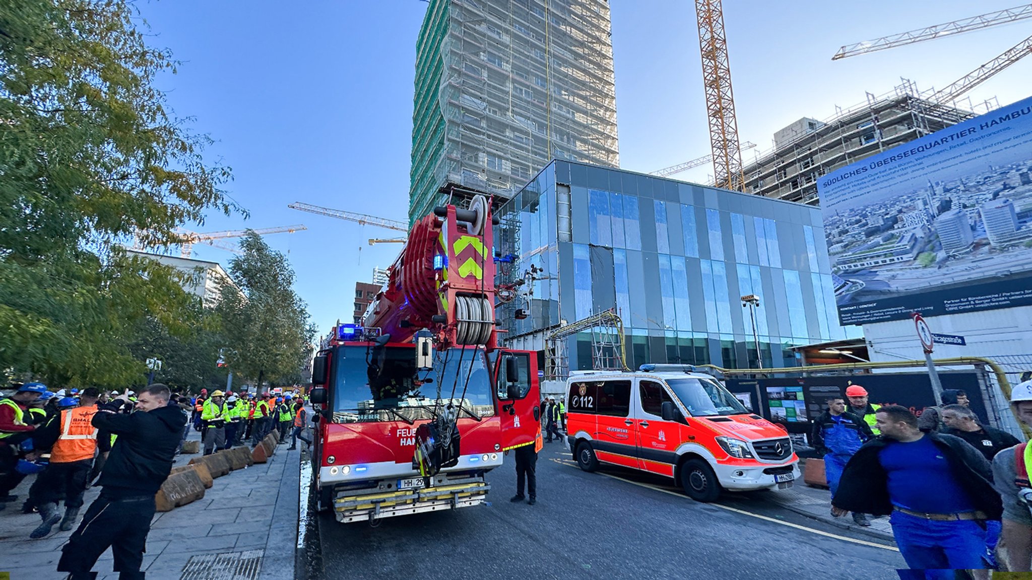 Unfallstelle in der Hamburger HafenCity