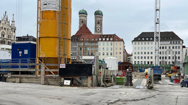 Baustelle für den Ausbau der S-Bahn-Stammstrecke in München.