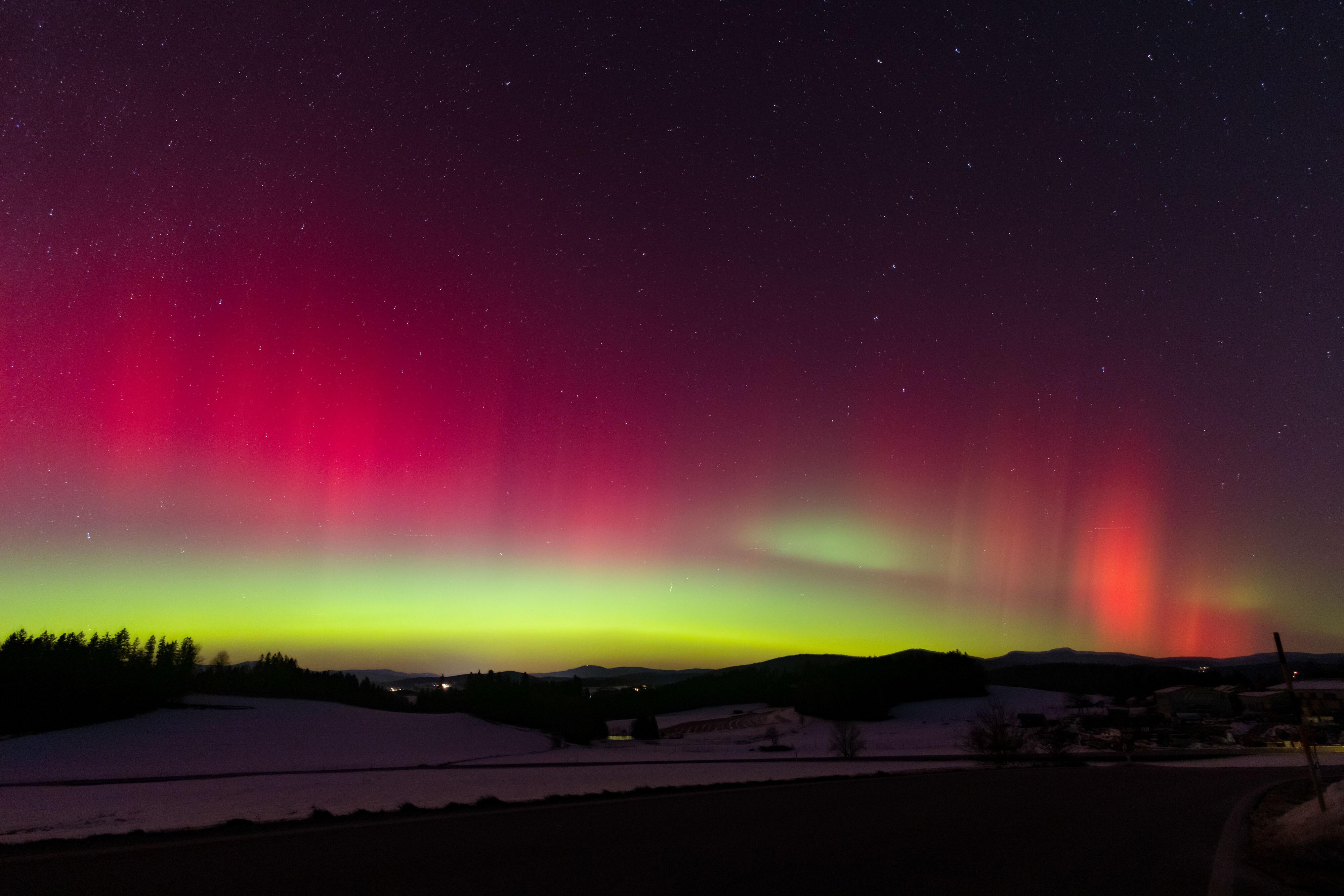 Polarlichter bei Kirchberg im Wald (Landkreis Regen) 