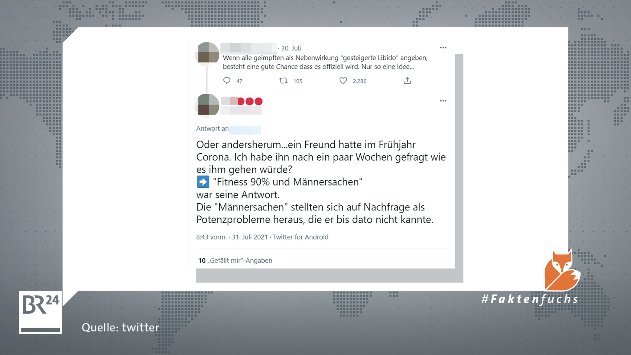 Ein Twitter-User schildert ein Gespräch mit einem Freund, der seit einer Infektion an Impotenz leidet. 