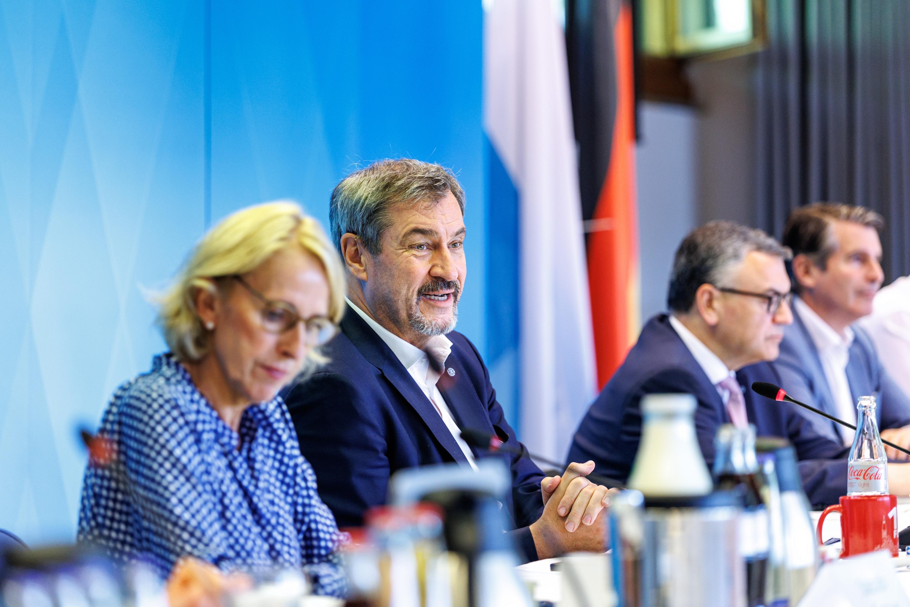Ministerpräsident Markus Söder (CSU) bei der Klausur des bayerischen Kabinetts am Tegernsee.