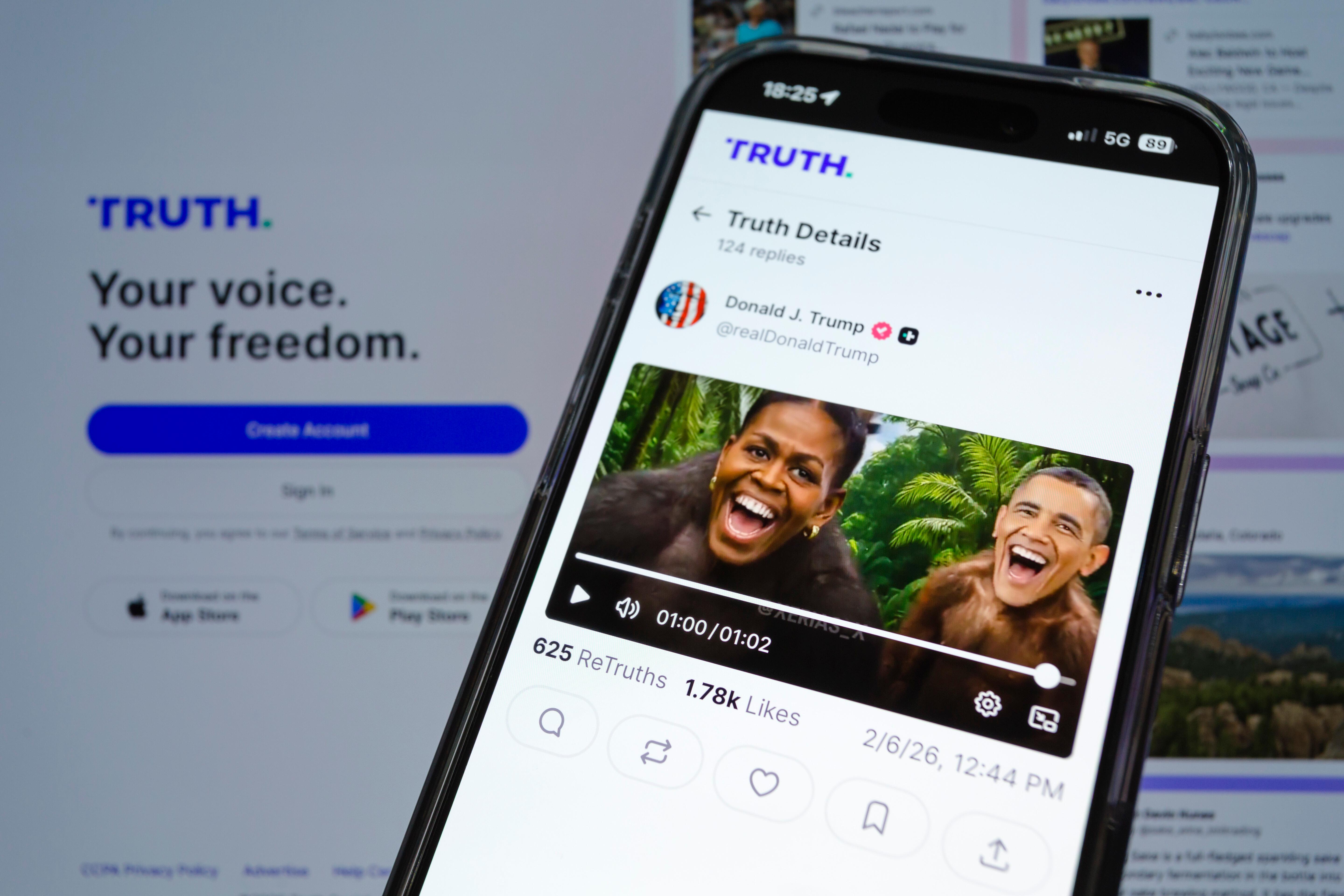 Gepostetes Video von US-Präsident Donald Trump, in dem er die Obamas als Affen darstellt.