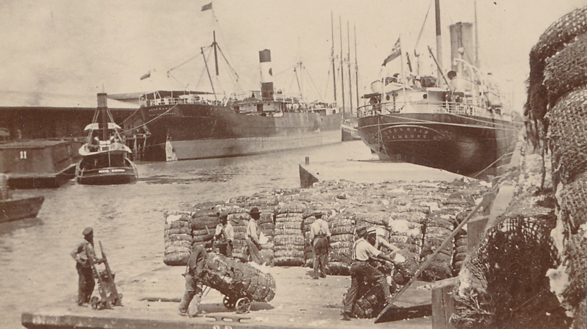 Baumwollverladung im Hafen von Savannah, 1907