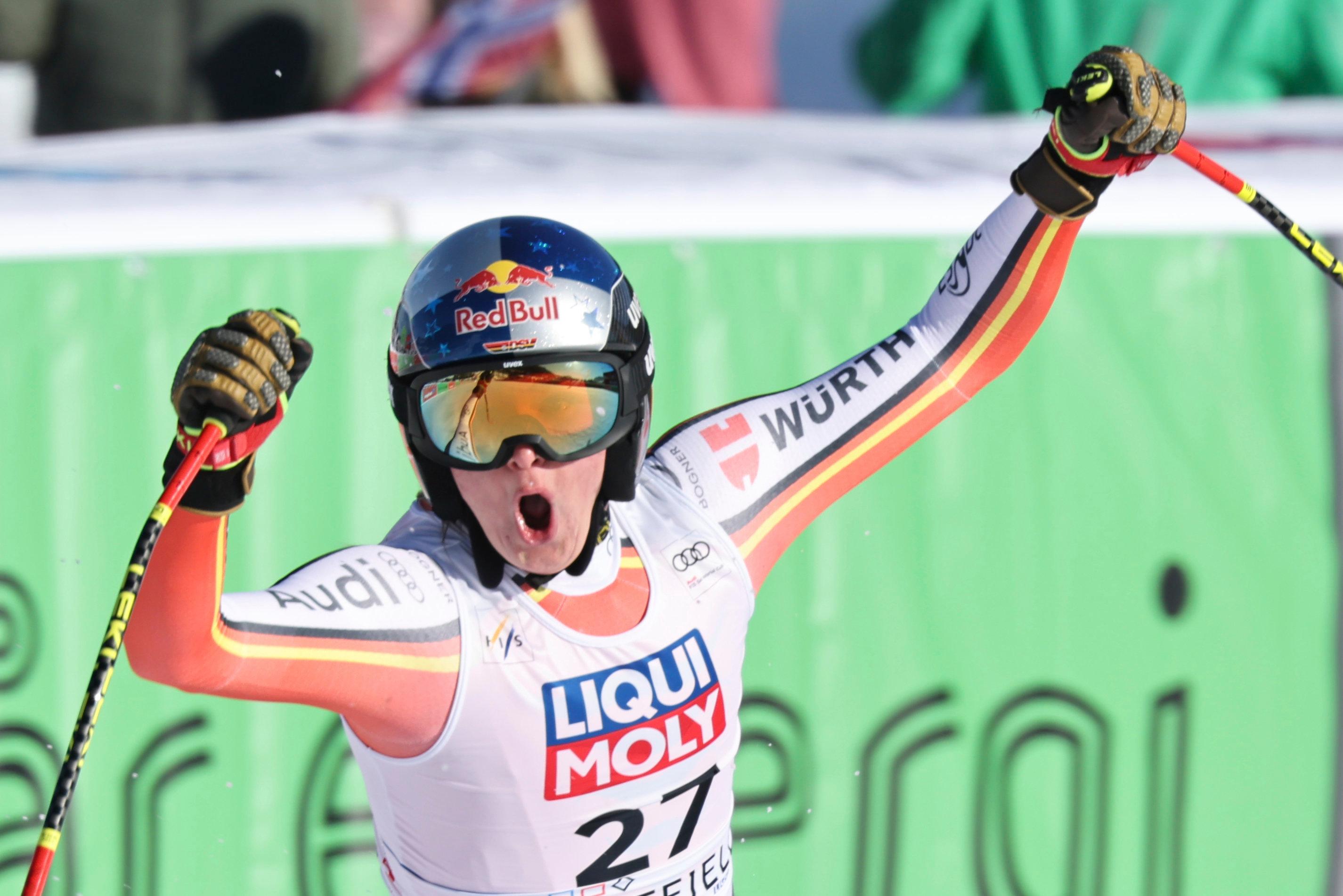 28.02.2025, Norwegen, Kvitfjell: Ski alpin: Weltcup, Abfahrt, Damen. Die deutsche Emma Aicher reagiert nach dem Durchlauf. Foto: Marco Trovati/AP/dpa +++ dpa-Bildfunk +++