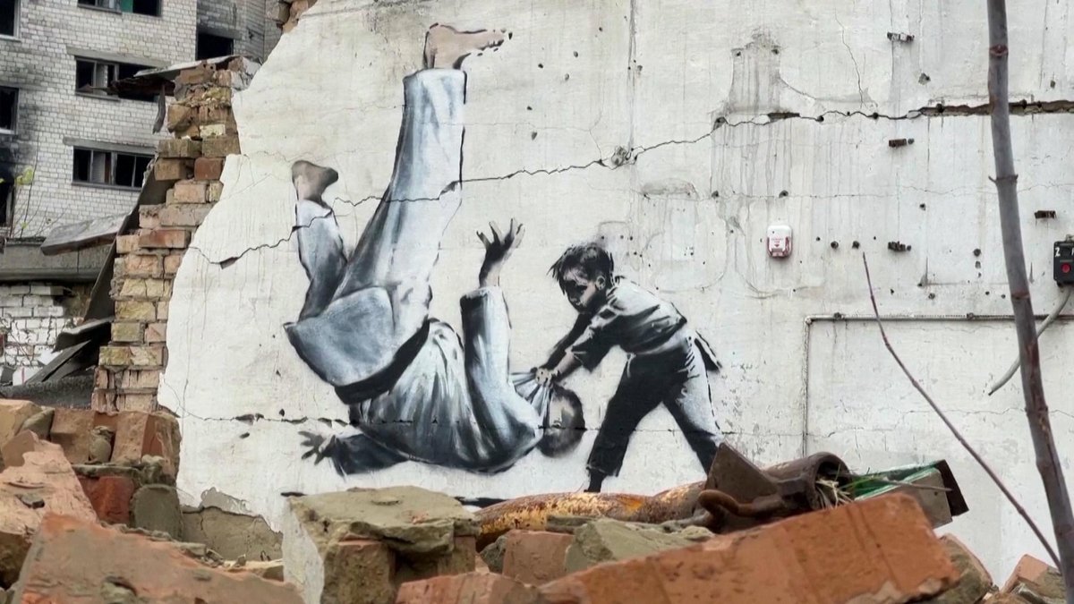 Auch ein Banksy? Judo-Graffiti in Borodjanka