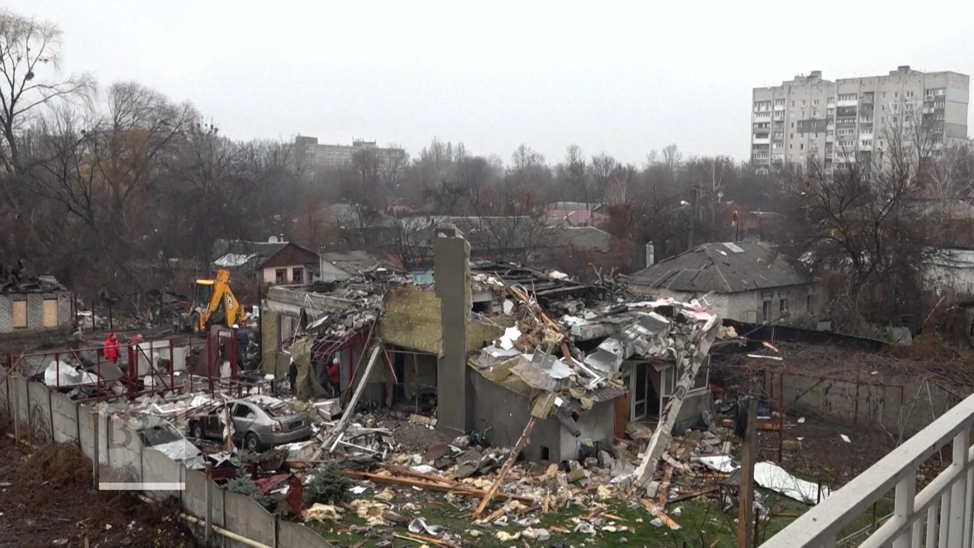 Zerstärte Häuser in der Ukraine