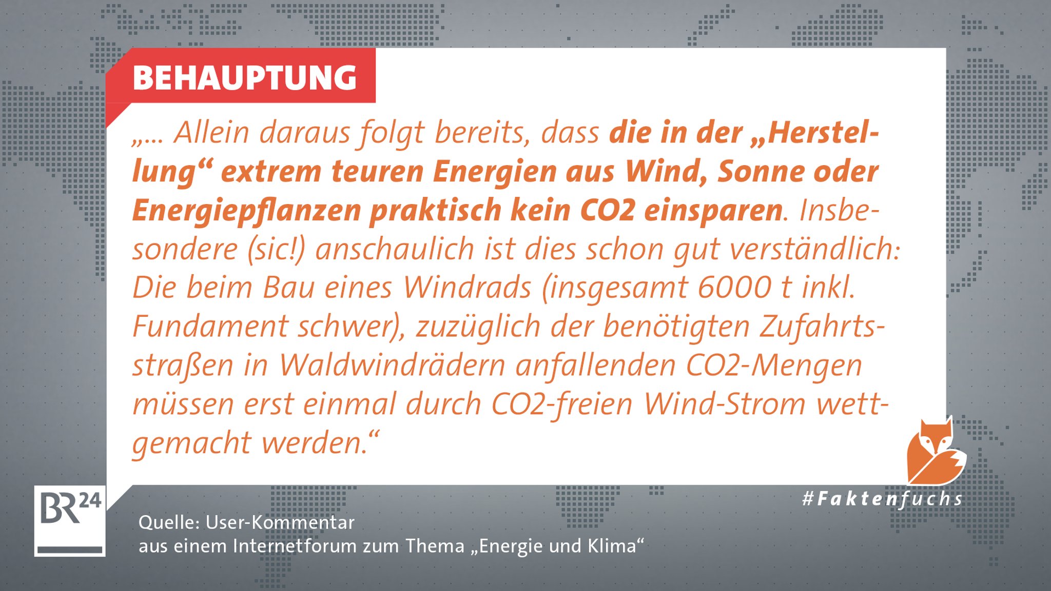 Behauptung aus einem Internetforum zum Thema "Energie und Klima"