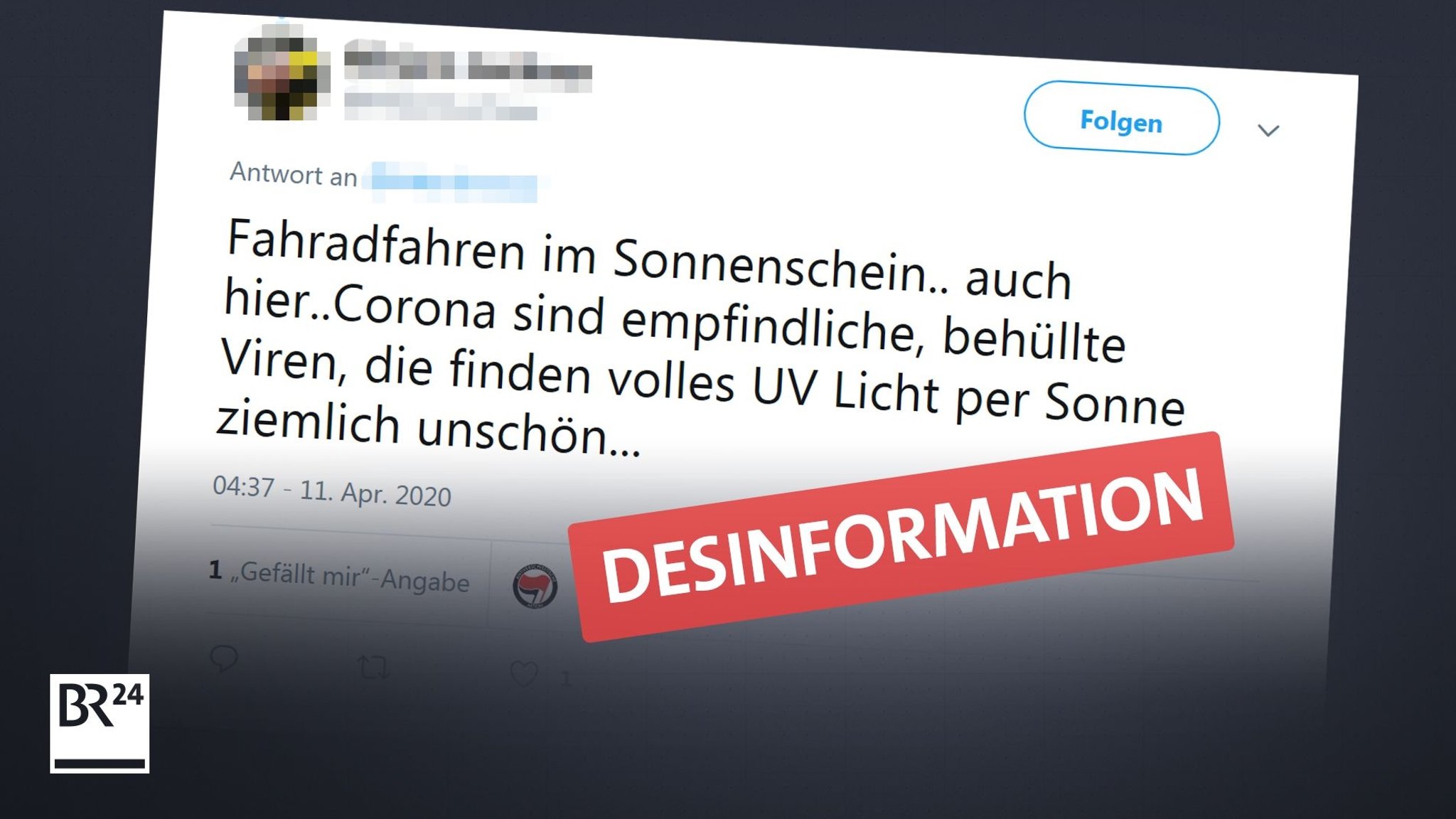 Falschinformation zu Sonne und Corona auf Twitter