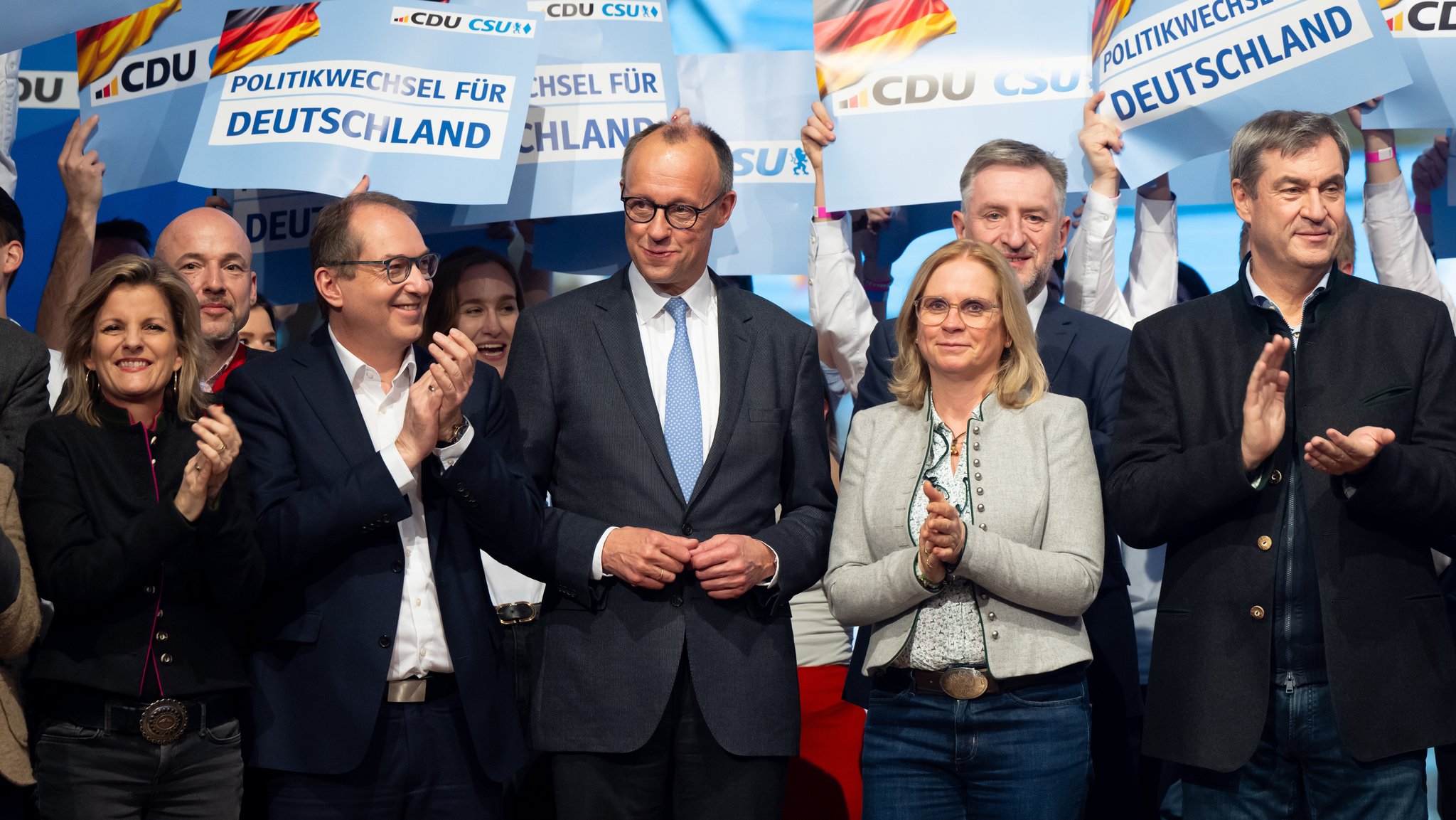 Alexander Dobrindt, Friedrich Merz, Andrea Lindholz, Günther Felßner und Markus Söder