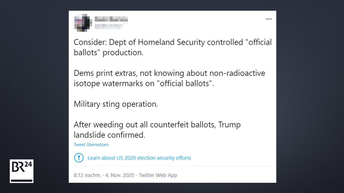 In einem Tweet behauptet ein User fälschlicherweise, es gebe heimliche Wasserzeichen auf den Stimmzetteln.