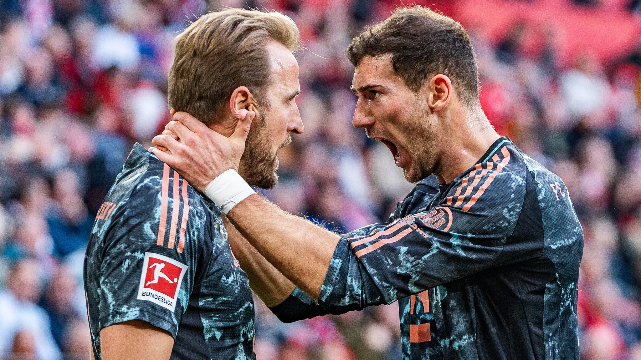 Kane und Goretzka jubeln.