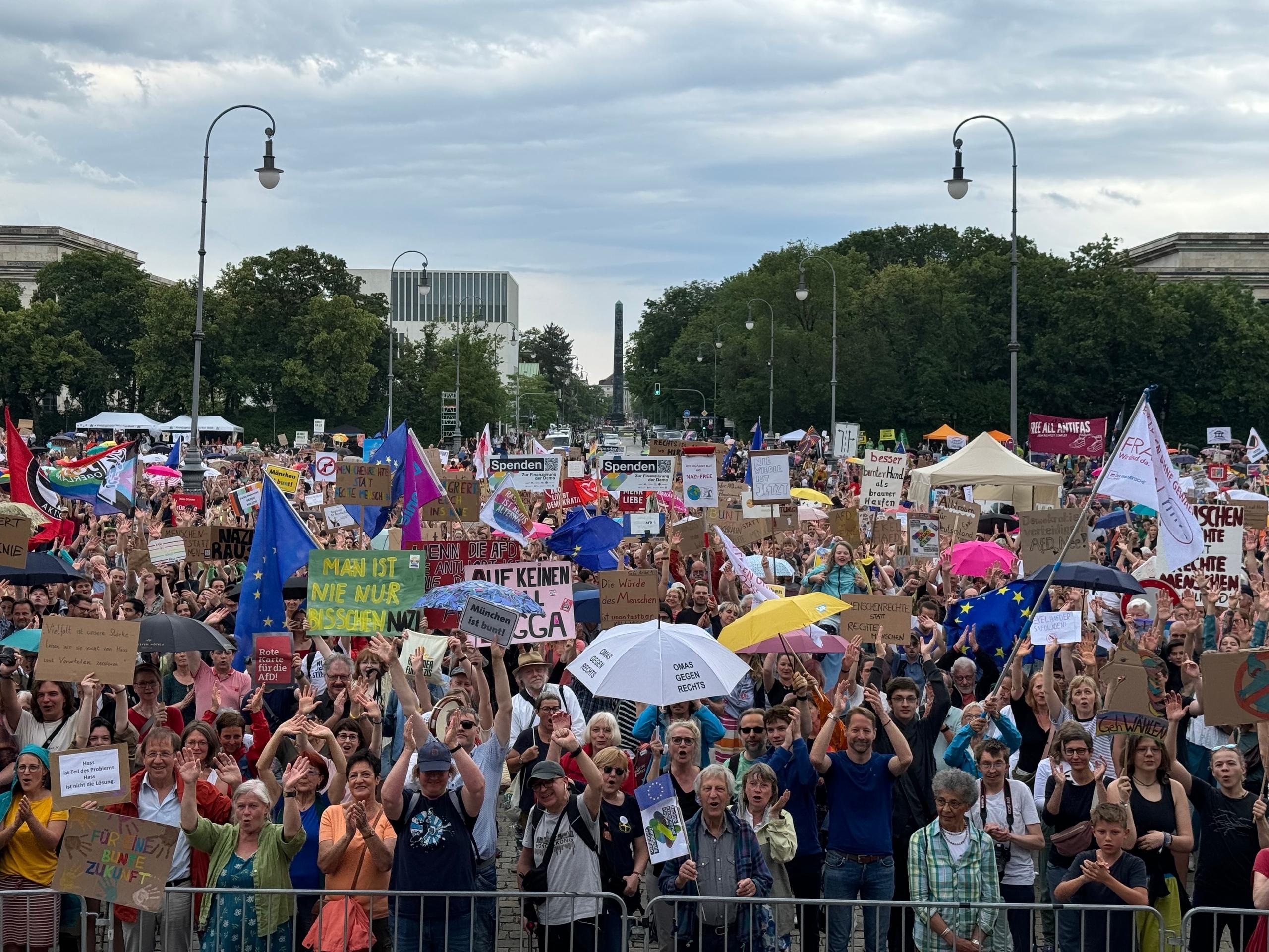 Blick auf die Münchner Demo am Königsplatz.