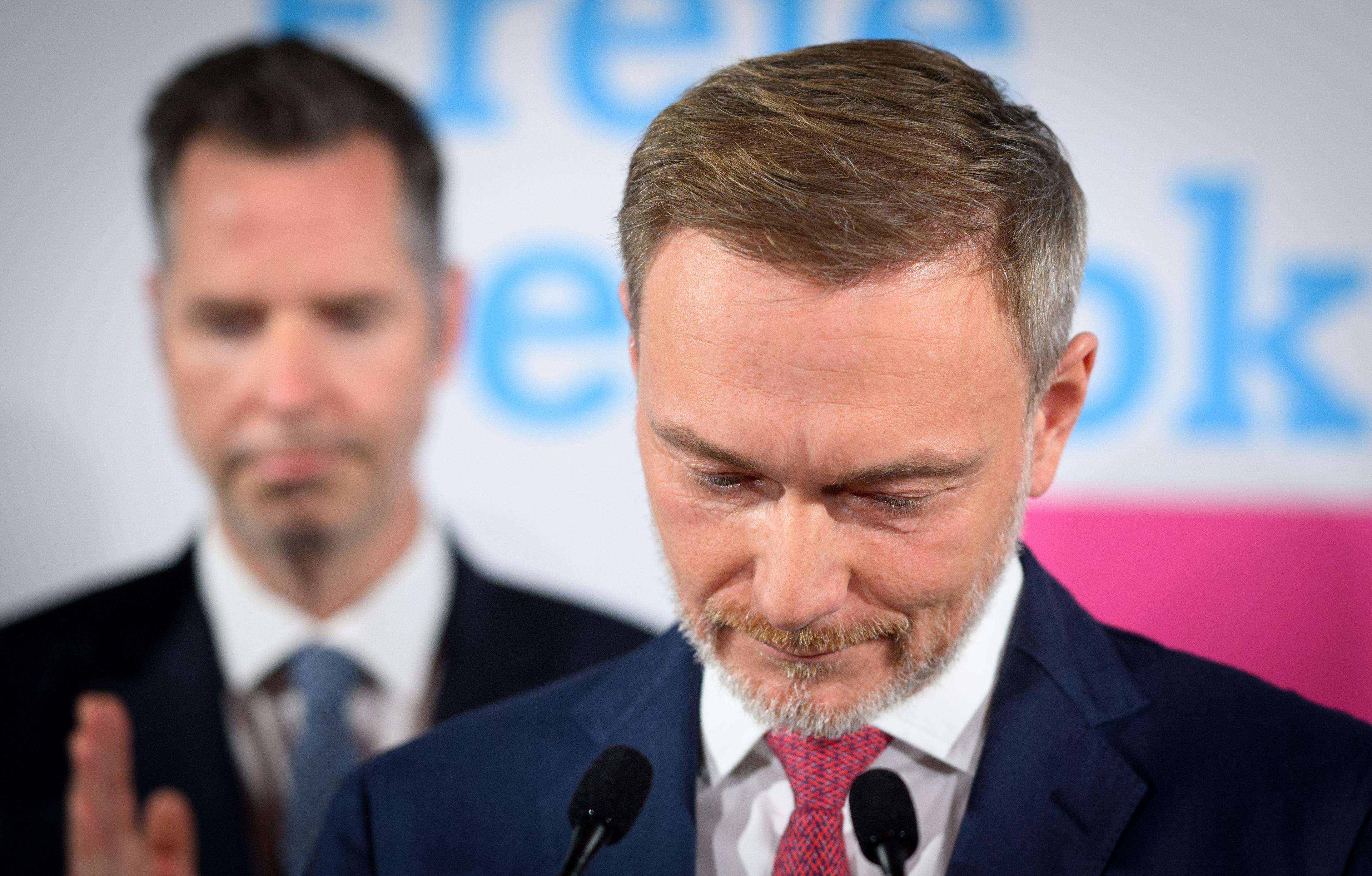 Christian Lindner, Bundesvorsitzender und Spitzenkandidat der FDP,  bei der Wahlparty der Freien Demokraten (FDP) im Hans-Dietrich-Genscher-Haus