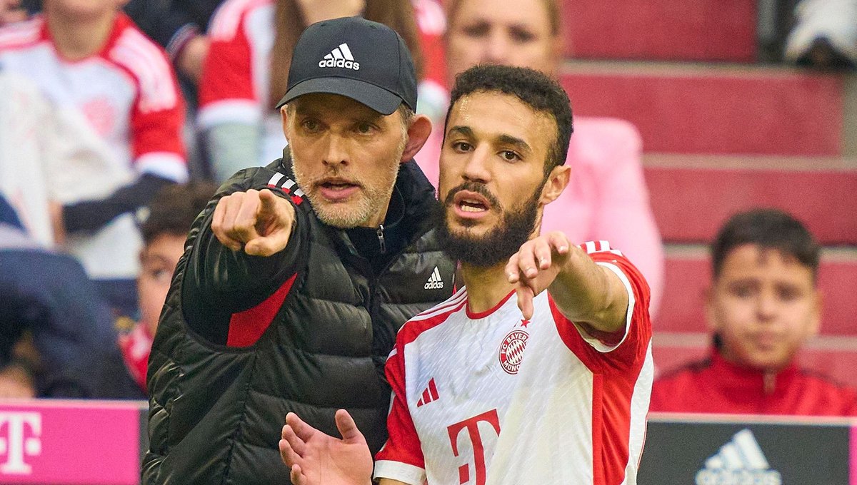 FC-Bayern-Trainer Thomas Tuchel mit Noussair Mazraoui