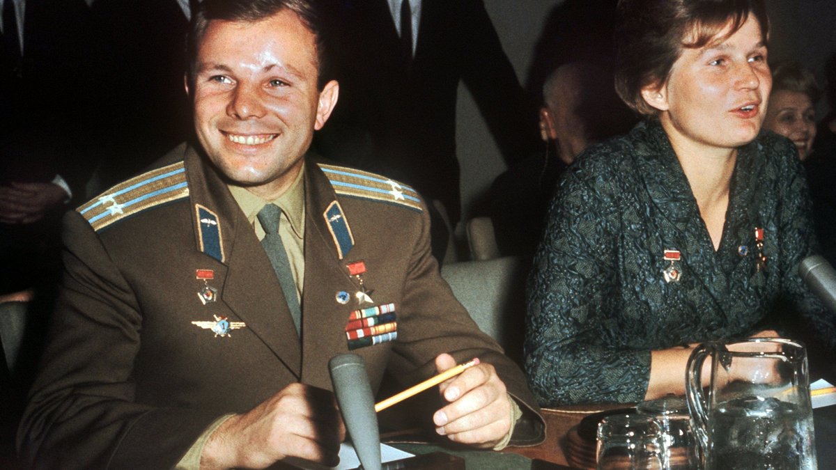 Der erste Mann und die erste Frau im All: Juri Gagarin und Valentina Tereschkowa 1963 in New York.