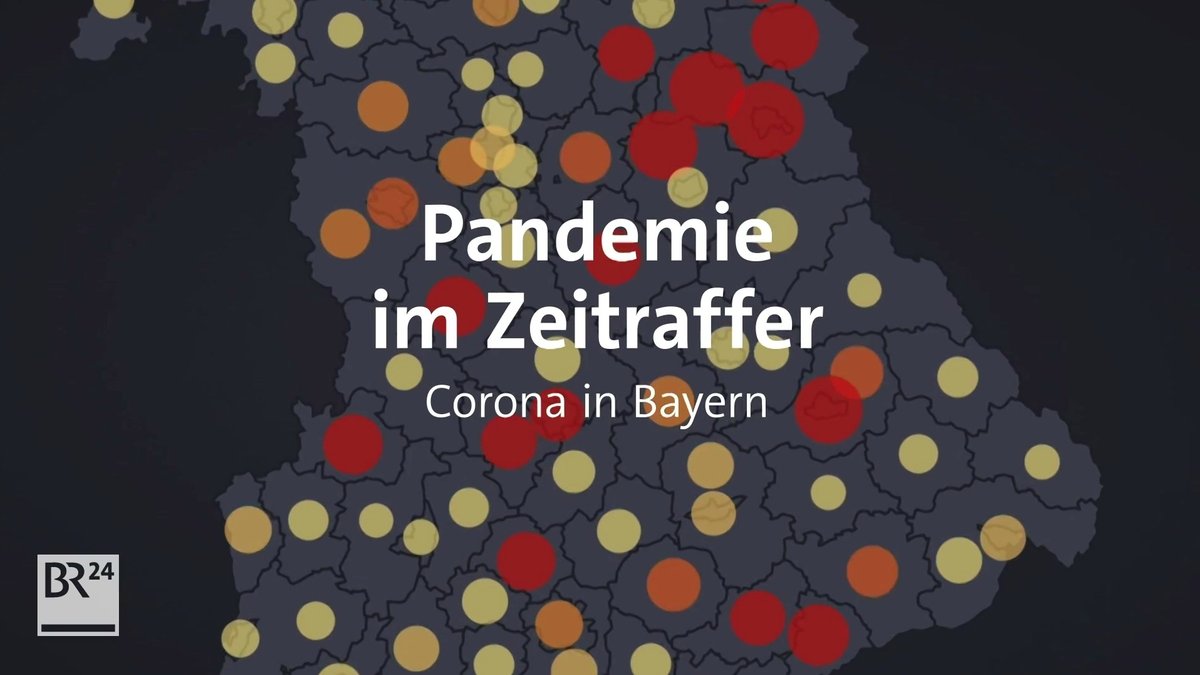 Bayernkarte mit einer Momentaufnahme der Corona-Pandemie