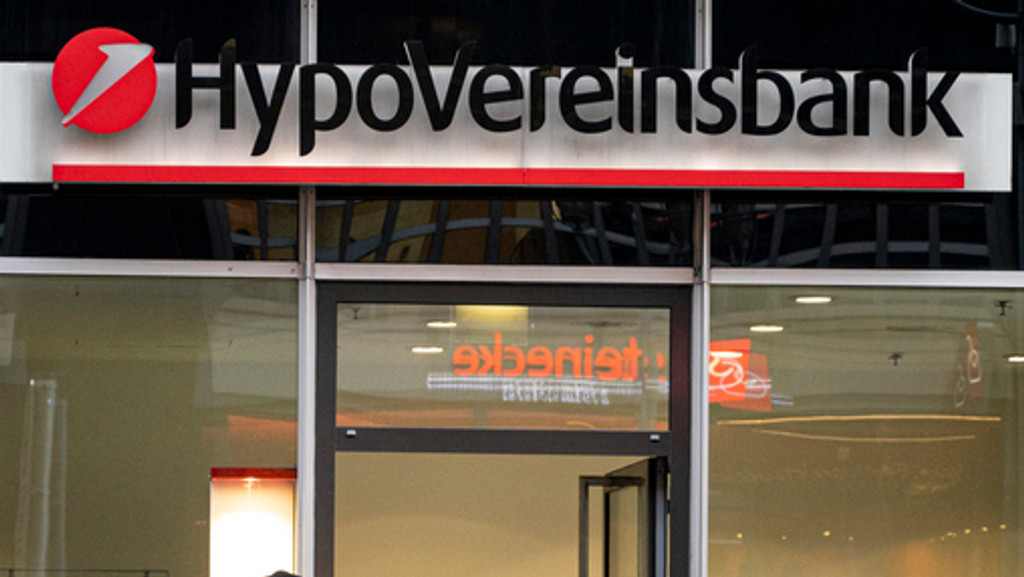 Eine Filiale der HypoVereinsbank mit entsprechendem Logo.