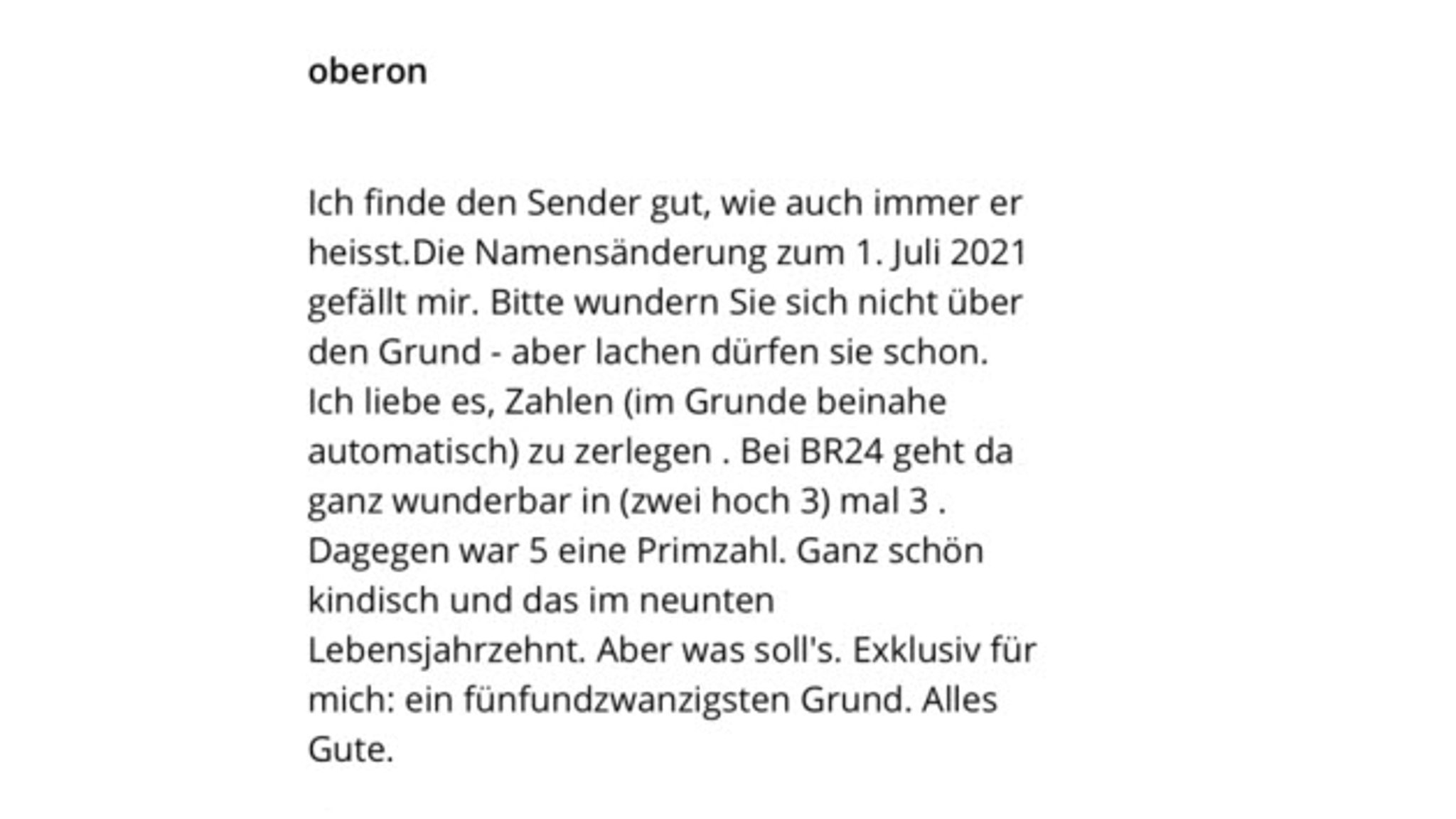 User "Oberon" teilt die 24 mit großer Freude - weil ihm das bei B5 nicht möglich war