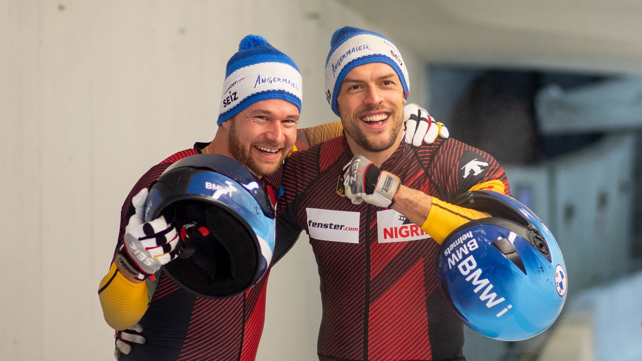 Johannes Lochner (l.) und Anschieber Georg Fleischhauer