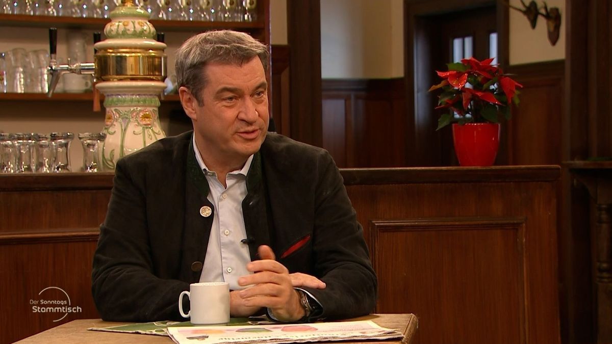 Bayerns Ministerpräsident Markus Söder (CSU) am "Sonntags-Stammtisch" im BR Fernsehen.