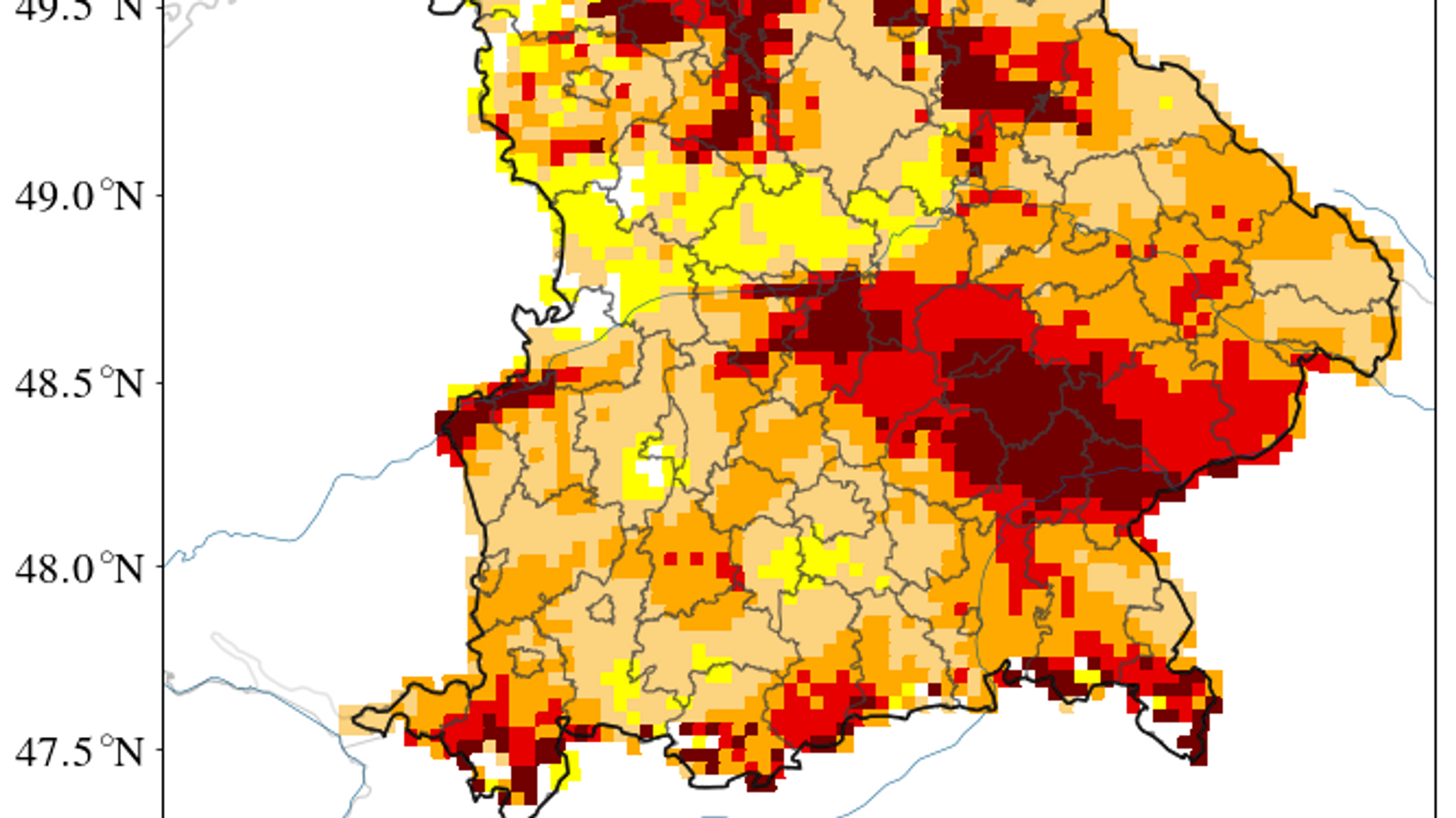 Aktuelle Karte vom Zustand des Bodens in Bayern (Oberboden).