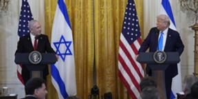 04.02.2025, USA, Washington: US-Präsident Donald Trump (r) und der israelische Ministerpräsident Benjamin Netanjahu sprechen während einer Pressekonferenz im East Room des Weißen Hauses. Foto: Alex Brandon/AP/dpa +++ dpa-Bildfunk +++ | Bild:dpa-Bildfunk/Alex Brandon