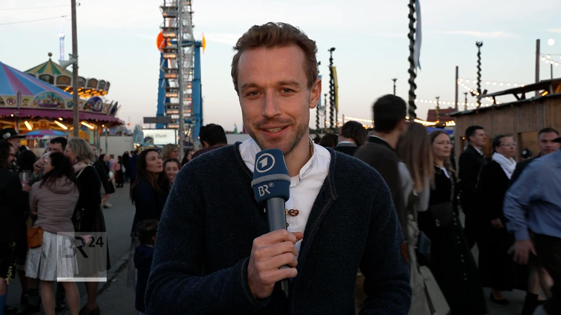 BR-Reporter Manuel Rauch berichtet von der Münchner Theresienwiese über die Lage auf dem Oktoberfest.