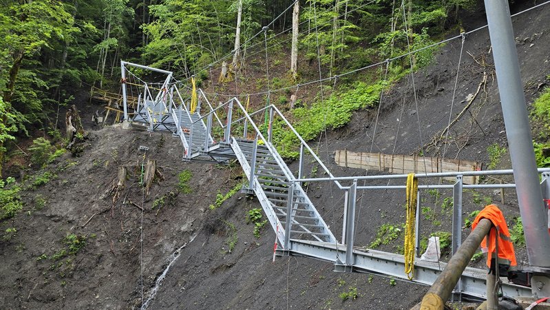 Bau der Hängebrücke Partnachklamm | Bild: Markt Garmisch-Partenkirchen Bau der Hängebrücke Partnachklamm