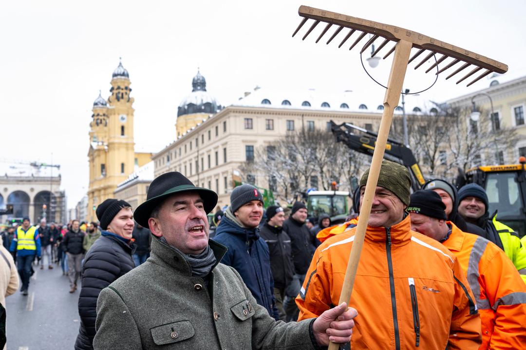 8. Januar 2024: Aiwanger bei den Bauernprotesten in München 