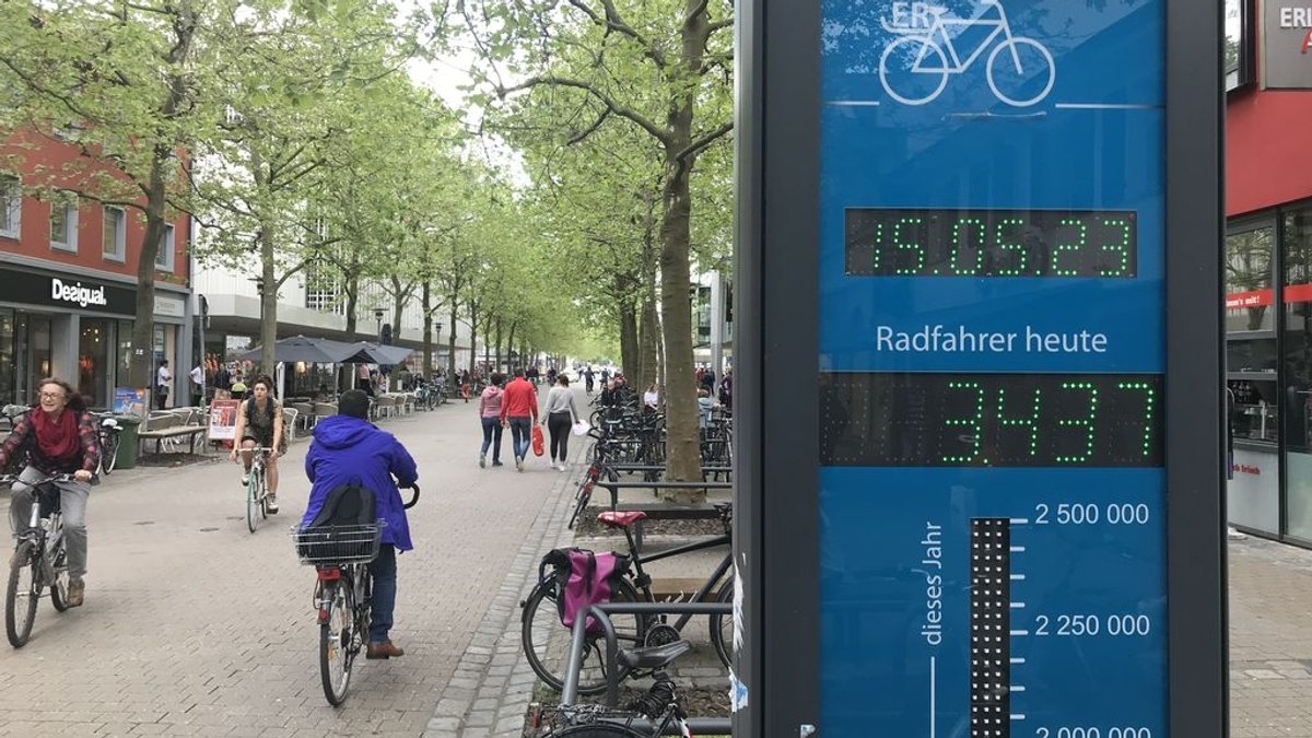 Zählstelle für Fahrradfahrer in der Erlanger Innenstadt 